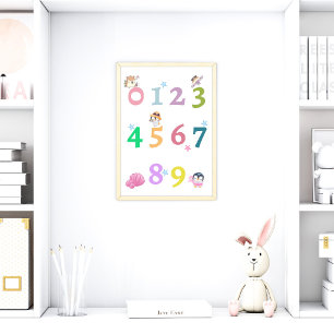 Süßes Zahlen-Baby-Kinderzimmer-Poster Bildungspl Poster