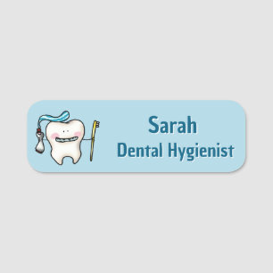 Süßes Zahn-Cartoon-Dentalpersonal Namensschild