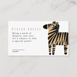 Süßes Zebra Natürlich Beige Babyparty-Windel-Raffl Begleitkarte