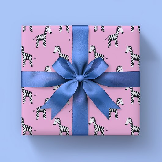 Süßes Zebra rosa Geschenkpapier