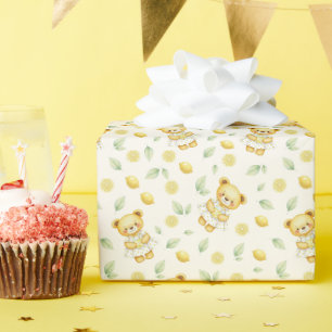 Süßes Zitronenbär- und Zitronenlimonade-Nahtloses Geschenkpapier