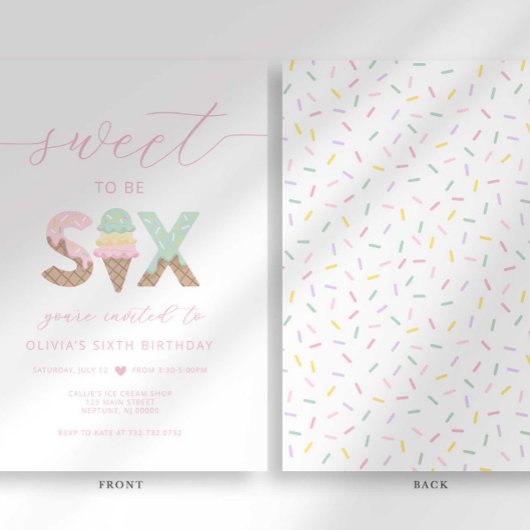 Süßes zu 6 Eiscreme-Party Einladung