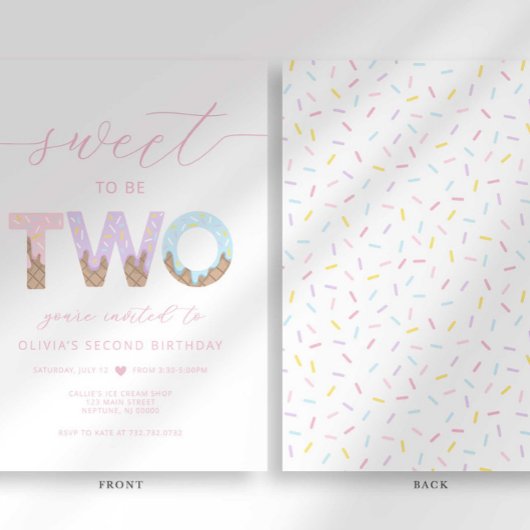 Süßes zu zwei Eiscreme-Party Einladung