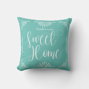 Süßes Zuhause Art Deco Türkis Aqua Kissen