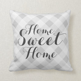 Süßes Zuhause des Zuhause graues checkered Kissen