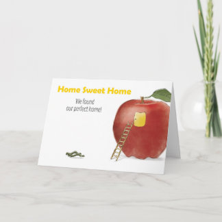 Süßes Zuhause-Wurm- und Apfel-Umzugsankündigung Dankeskarte