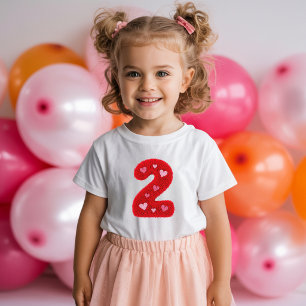 Süßes Zweijähriges Geburtstag Mädchen Herzen Rot Baby T-shirt