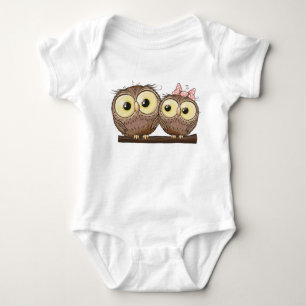 Süßes Zwillings-Eulen-Baby-Body - Bezaubernd Wald Baby Strampler