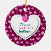 Süßeste Enkelin-Kastanienbraun-Schneeflocken A12 Keramik Ornament (Vorne)