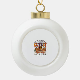 Süßeste Kürbisse Halloween Lehrer Brille Bücher_1 Keramik Kugel-Ornament