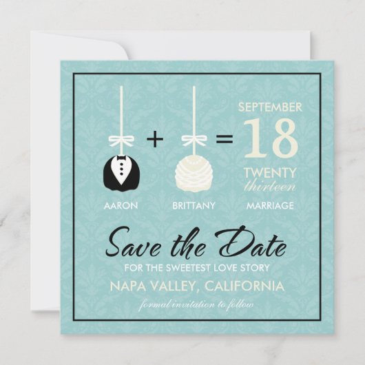 Süßeste Liebe Cakepop Modernes Save the Date (Vorderseite)