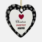 Süßeste Patin-Schwarz-weiße Schneeflocken Q07A Keramik Ornament (Rechts)