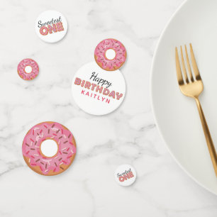 SÜßESTE Pinke Glasur-Donuts Baby Erster Geburtstag Konfetti