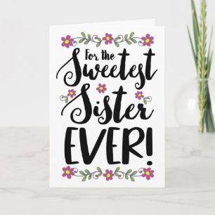 Süßeste Schwester überhaupt moderne Handlettering Karte
