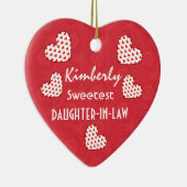 Süßeste SCHWIEGERTOCHTER rote Herzen V09 Keramik Ornament (Rechts)