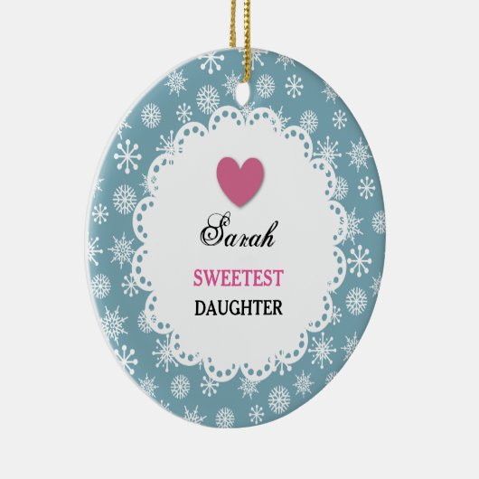 Süßeste TOCHTER blaue und weiße Schneeflocken S12Z Keramikornament (Rechts)