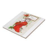 Süßeste Vintage Weihnachtskätzchen Fliese (Seite)