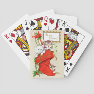 Süßeste Vintage Weihnachtskätzchen Spielkarten