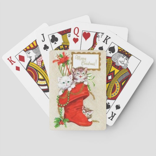 Süßeste Vintage Weihnachtskätzchen Spielkarten (Rückseite)