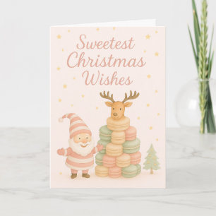 Süßeste Weihnachtswünsche  Santa & Macarons Feiertagskarte