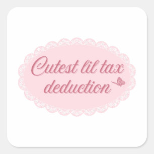 Süßester kleiner Steuerabzug – Rosa Whimsical Spit Quadratischer Aufkleber