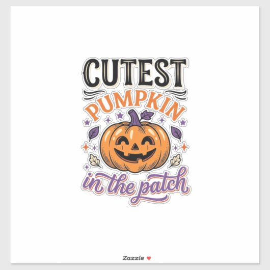 Süßester Kürbis im Patch Halloween-Shirt-Design Aufkleber (Blatt)