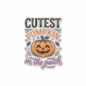 Süßester Kürbis im Patch Halloween-Shirt-Design Aufkleber (Vorderseite)