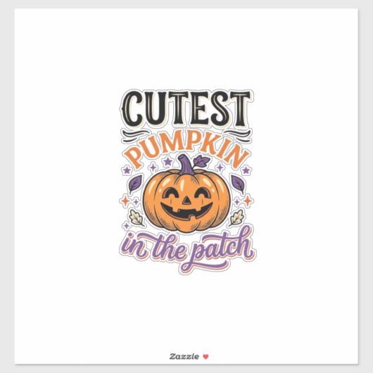 Süßester Kürbis im Patch Halloween-Shirt-Design Aufkleber (Blatt)