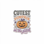 Süßester Kürbis im Patch Halloween-Shirt-Design Aufkleber (Vorderseite)