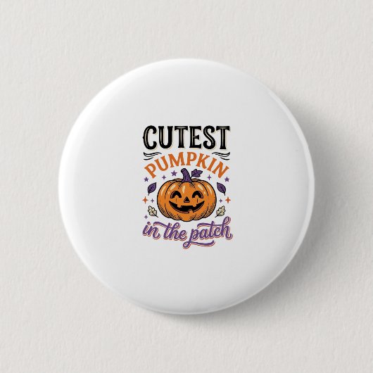 Süßester Kürbis im Patch Halloween-Shirt-Design Button (Vorderseite)