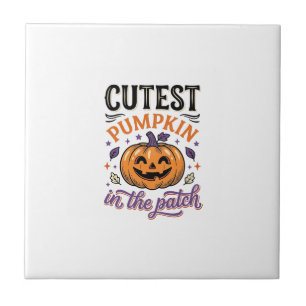 Süßester Kürbis im Patch Halloween-Shirt-Design Fliese