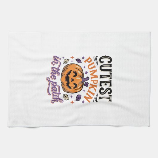 Süßester Kürbis im Patch Halloween-Shirt-Design Geschirrtuch (Horizontal)