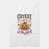 Süßester Kürbis im Patch Halloween-Shirt-Design Geschirrtuch (Vertikal)