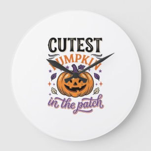 Süßester Kürbis im Patch Halloween-Shirt-Design Große Wanduhr