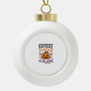 Süßester Kürbis im Patch Halloween-Shirt-Design Keramik Kugel-Ornament