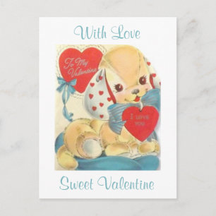 Süßester Vintage-Valentins-Puppy Feiertagspostkarte
