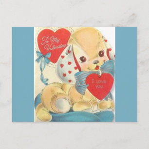 Süßester Vintage-Valentins-Puppy Feiertagspostkarte