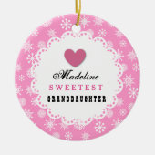 Süßestes Enkelin-Rosa-weiße Schneeflocken C14 Keramik Ornament (Vorne)