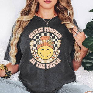 Süßestes Kürbisfeld Groovy Smiley Frieden Herbst T-Shirt