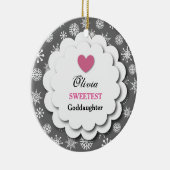 Süßestes Patenttochter-Silber-weiße Schneeflocken Keramikornament (Rechts)