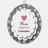 Süßestes Patenttochter-Silber-weiße Schneeflocken Keramikornament (Links)