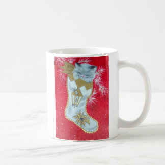 Süßestes Vintages Weihnachtskätzchen Kaffeetasse