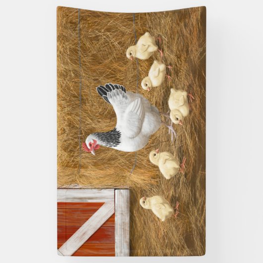 Sussex Chicken Mama Hen und Chicks Banner (Vertikal)