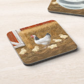 Sussex Chicken Mama Hen und Chicks Getränkeuntersetzer (Linke Seite)