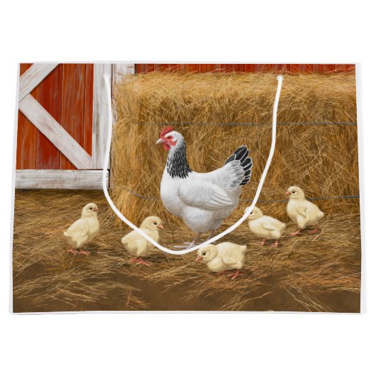 Sussex Chicken Mama Hen und Chicks Große Geschenktüte (Vorderseite)
