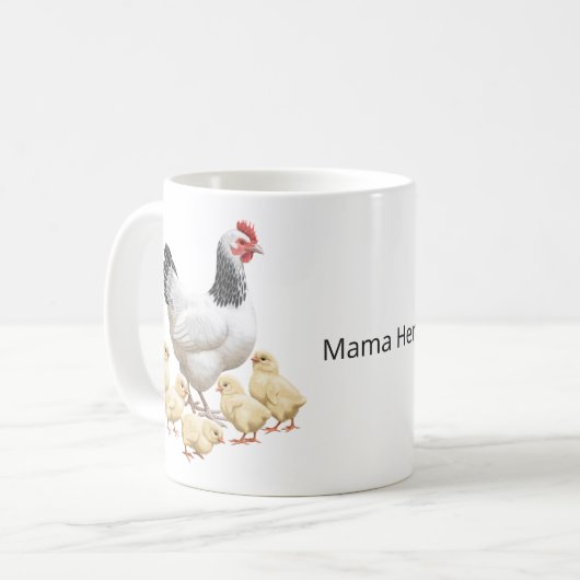 Sussex Chicken Mama Hen und Chicks Kaffeetasse (Vorderseite Links)