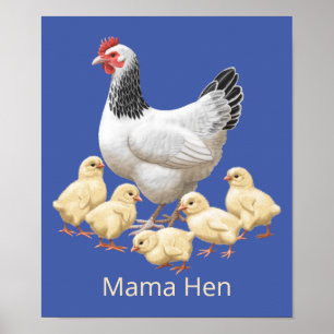 Sussex Chicken Mama Hen und Chicks Poster