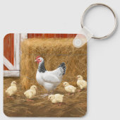 Sussex Chicken Mama Hen und Chicks Schlüsselanhänger (Rückseite)
