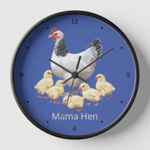 Sussex Chicken Mama Hen und Chicks Uhr
