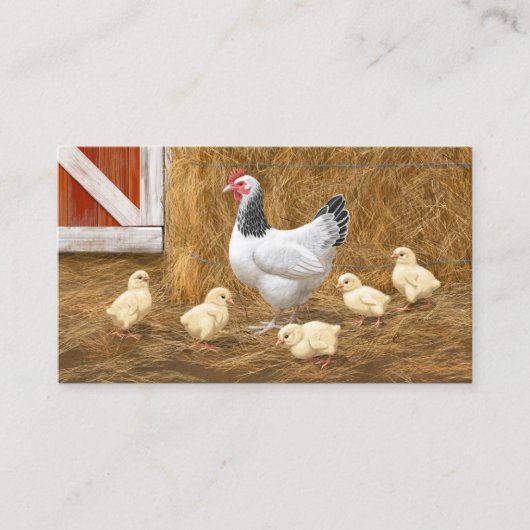 Sussex Chicken Mama Hen und Chicks Visitenkarte (Vorderseite)